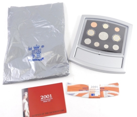 A 2001 Glimpses of the Victorian Era United Kingdom coin set, in plastic cover, with paperwork and partial plastic packaging.