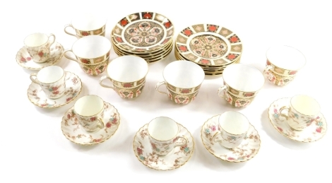 A Royal Crown Derby Imari pattern tea service, comprising six of each cups 7cm high, plates and side plates, 1128 marked beneath.