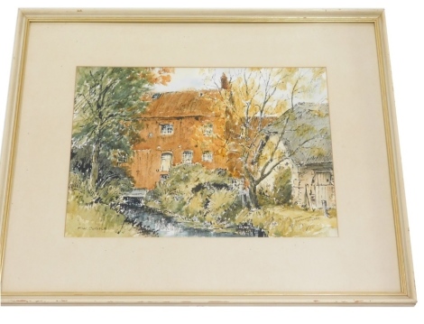 F W Collins (20thC). Old Water Mill, Wylye Wiltshire, dated 76, watercolour, signed, labelled verso, 26cm x 36cm.