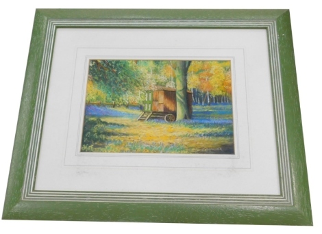 R Garner (20thC). Shepherds Hut, pastel, signed, 18cm x 25cm.