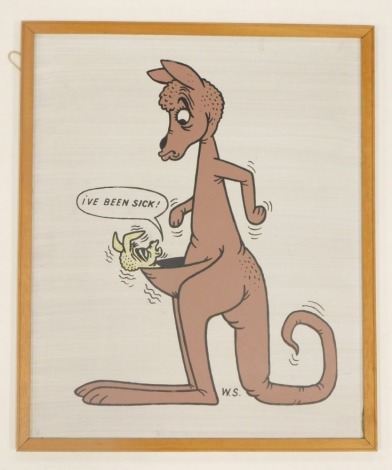 W. S. I've Been Sick, kangaroo, print, 41cm x 32cm.