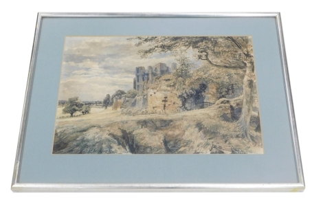 Henry Dawson (1811-1878). A castle ruin, watercolour, signed, 33cm x 50cm.