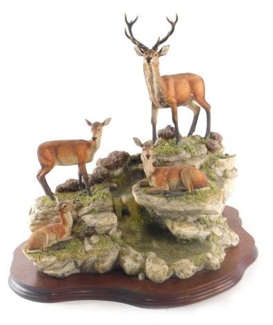 A D Walton Border Fine Arts limited edition figure group, Monarch of The Glen no. 194/500, BFA 1974:1993 impressed mark, on wooden plinth base, 48cm high.