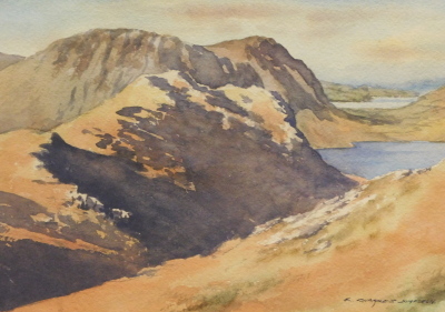 E. Charles Simpson (1915-2007). Crummock Water and Loweswater, from Bannerdale Buttermere, watercolour, signed, label verso, 29cm x 40cm.