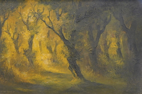 Carreia de Morai (20thC). Forest landscape, oil on canvas, signed, 57cm x 87cm.