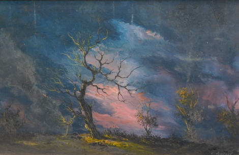 Carreia de Morai (20thC). Twilight forest landscape, oil on canvas, signed, 56cm x 89cm.