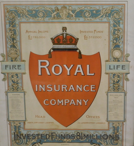 After Clark. Royal Insurance Company Annual Income and Investment Funds Poster, print, 76cm x 53cm.