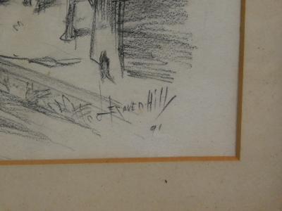 Lesaven Hill (fl.1981). Artist painting, pencil sketch, signed and dated, 23cm x 28cm. - 3