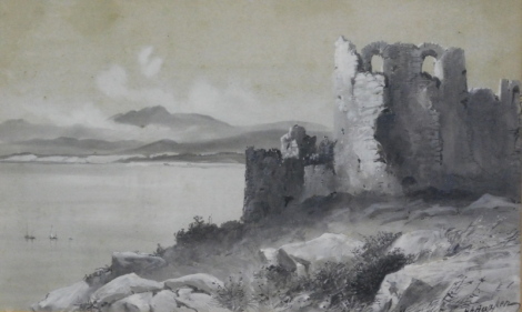 H. A. Hanpen (20thC). Castle ruin, gouache, signed, 18cm x 29cm.