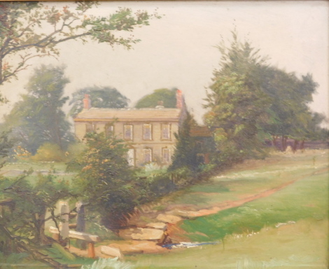 19thC English School. Field before stately home, oil on board, unsigned, 25cm x 31cm, various other 19thC School landscapes, Collea, etc. (a quantity)