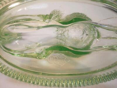 A pair of green glass Victorian moulded recumbent Landseer lions by John Derbyshire - 2