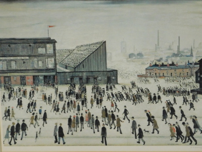 Laurence Stephen Lowry (1887-1976). Going To The Match, artist signed print, watermarked AEK, 52cm x 68cm.