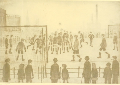 Laurence Stephen Lowry (1887-1976). The Football Match, artist signed limited edition print no. 484/850, watermarked, 26cm x 36cm.