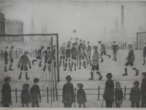 Laurence Stephen Lowry (1887-1976). The Football Match, artist signed limited edition print no. 48/850, watermarked H, 26cm x 36cm.