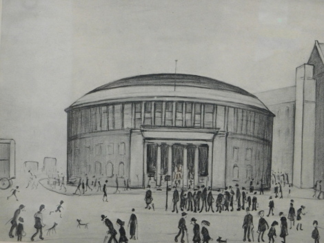 Laurence Stephen Lowry (1887-1976). The Reference Library, artist signed print, watermarked BAK, 26cm x 37cm.