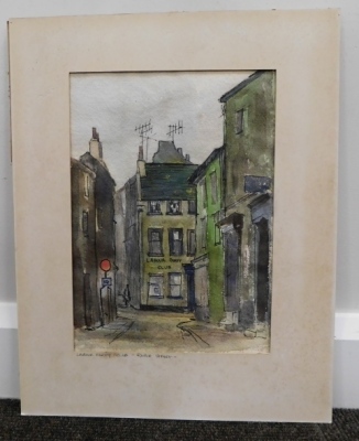 G.E. Edward Lyon (20thC). Labour Party Club, Roper Street, Whitehaven, watercolour, attributed verso, 30cm x 22cm. - 2