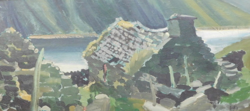 Roy Burrows (1922-2010). Haford-Y-Llyn, Cowlyd, oil on board, signed and dated (19)70, 43cm x 89cm.