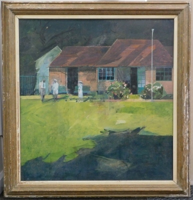 Eileen Hogan (b.1946). Bolingbroke Park 1, oil on board, initialled and dated 1985, John Leigh Gallery, Wonersh, Guildford label verso, 101cm x 94cm. - 2