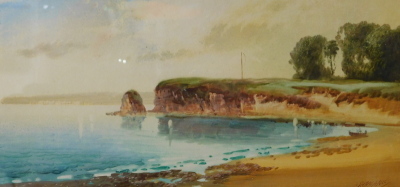 Chamanil (20thC School). Calm seascape from the coast, watercolour, signed, 19cm x 37cm.