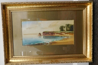 Chamanil (20thC School). Calm seascape from the coast, watercolour, signed, 19cm x 37cm. - 2