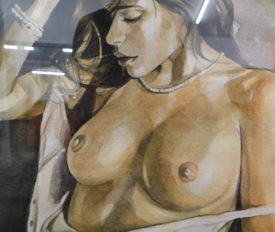 B. Jukov (20thC). Semi-clad female, three quarter profile, watercolour, signed and dated 2008, 47cm x 36cm, various other nude studies, oil on canvas, etc. (a quantity) - 8