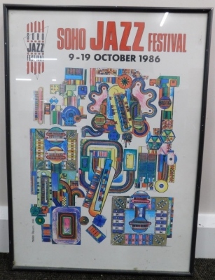 After Kahler. Soho Jazz Festival 28th September - 8th October 1989, poster, print, 49cm x 33cm and another 19th October 1986, a poster for the Soho Jazz Festival, 27th September to 7th October 1990 (3). - 2