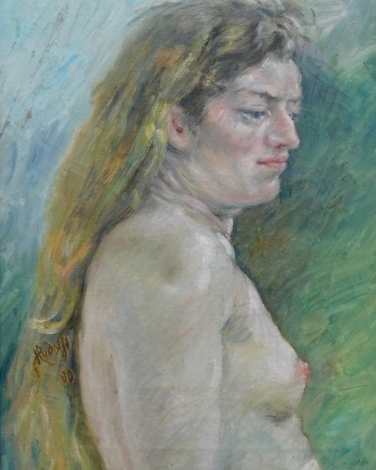 Francis Rudolph (20thC). Portrait nude female, quarter profile, oil on canvas, signed and dated (20)00, 45cm x 34cm.