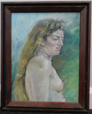 Francis Rudolph (20thC). Portrait nude female, quarter profile, oil on canvas, signed and dated (20)00, 45cm x 34cm. - 2