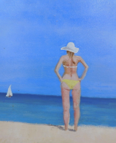 Terence Kelly (21stC School). White Sands Holiday Beach Series, acrylic on canvas, signed, titled verso, 40cm x 40cm,