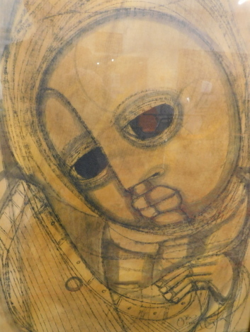 Ben R. Gota (20thC School). Large figure, mixed media, indistinctly signed, 101cm x 63cm.