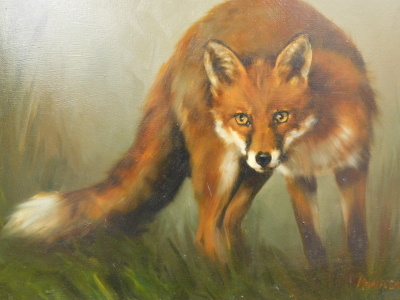 Sophia Dakin Montesanto (20thC). On the Sly Fox, oil on canvas, signed, 39cm x 49cm, plain label verso.