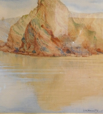 Wallace Bennetto (20thC). An English seascape, cliffs on a summer day, watercolour, signed and dated, 28cm x 46cm and another similar - pair. - 7