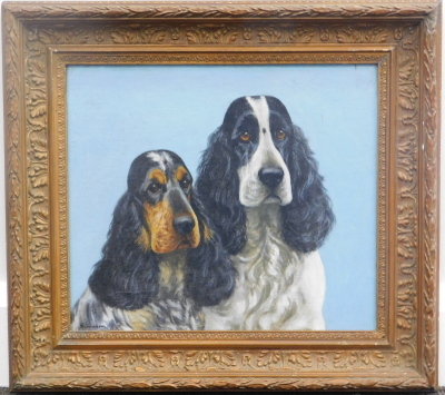 D. Johnson (20thC). Evening Glow, oil on board, signed and titled, 27cm x 35cm, four further dog portraits. (5) - 6