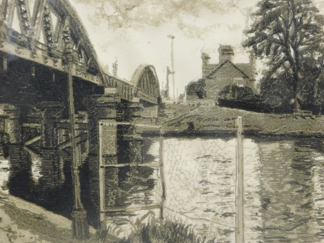 Luke Elliott (20thC). Witham Bridge, Boston, mixed media, signed and dated 1980, 25cm x 30cm.