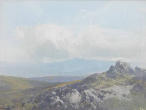 Frederick John Widgery (1861-1942). Great Miss Tor, Dartmoor, watercolour, signed, Present Worth Giving and other labels verso, 25cm x 34cm,