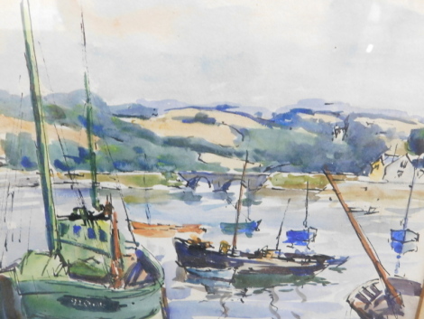 Rene Le Forestier (1903-1972). Boats on calm waters, watercolour and wash, signed, 19cm x 23cm.