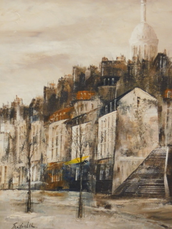 Tizo Matsushita (20thC). Parisian street scene, 1978, signed, oil on canvas, attributed verso, 41cm x 31cm.