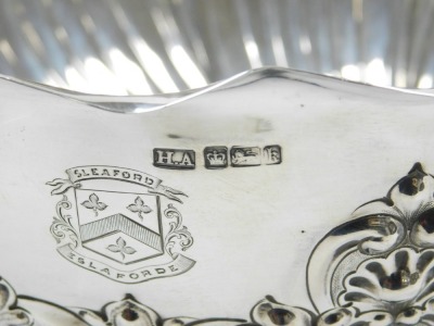 An Edward VII silver presentation bowl, The Sleaford Croquet Club Lincolnshire Championship Challenge bowl, of semi fluted form, embossed with foliate scrolls and shell motifs, engraved with an armorial and the winners from 1907-1932, Atkin Brothers, Shef - 6