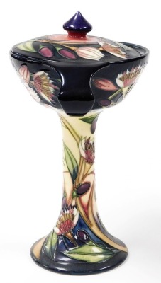 A Moorcroft Symphony pattern bonbonniere and cover, of twin handled form, designed by Emma Bosson, MCC, 2003, MCC 531, painted and impressed marks, boxed, 22cm high. - 2