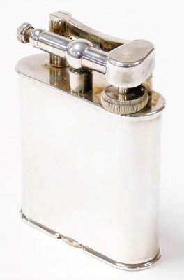 A Dunhill silver plated giant table lighter, patent number 390107, registered design number 737418, of plain form, 10.5cm high, and a Dunhill ashtray, (2). - 3