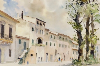 John Mortimer (British, b.1933). Marcina, Isle of Elba, watercolour, signed, titled to frame and dated 1971, 35cm x 53cm.