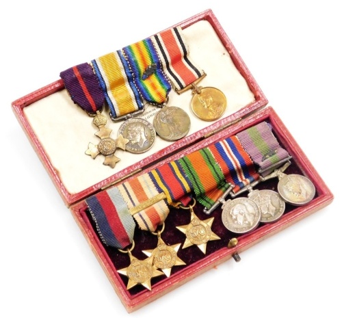 A group of World War I miniature medals, comprising OBE military, Great War and Victory Medals, with oak leaf, and a Special Constabulary Faithful Service medal, together with a group of World War II and later miniature medals, comprising 1939-45 Star, Af