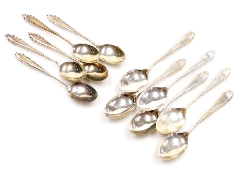 Eleven silver teaspoons, various dates, assays, and patterns, to include Sheffield 1959, 4.28oz.