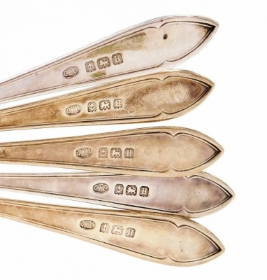 Eleven silver teaspoons, various dates, assays, and patterns, to include Sheffield 1959, 4.28oz. - 3