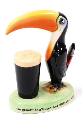 A Wiltshaw and Robinson Ltd pottery toucan advertising figure, ''How Grand To Be A Toucan, Just Think What Two Can Do, If He Can Say As You Can, Guinness Is Good For You'', GA/2151, printed marks, 23cm high.