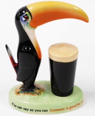 A Wiltshaw and Robinson Ltd pottery toucan advertising figure, ''How Grand To Be A Toucan, Just Think What Two Can Do, If He Can Say As You Can, Guinness Is Good For You'', GA/2151, printed marks, 23cm high. - 2