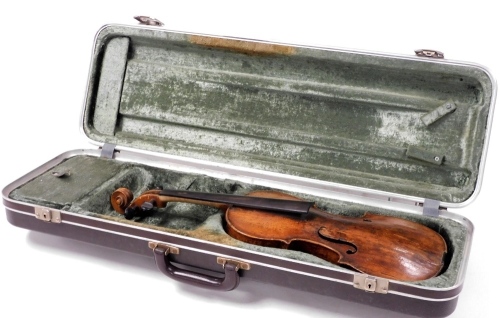 A German violin, two piece back, bears label for Sebastian Klotz, in Mittenwald, An. 17**, cased