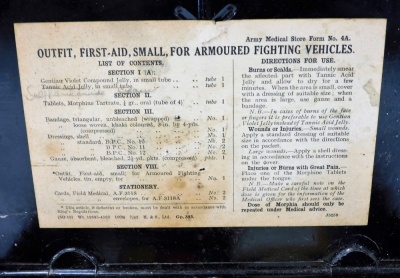 An early 20thC Army medical first aid outfit, number 4A, with contents, together with two packs of Cleveland Twist Drill Company straight shank drills, ½-3/8 dozens and ½-5/16 dozen, and an Oxford razor, cased. - 2