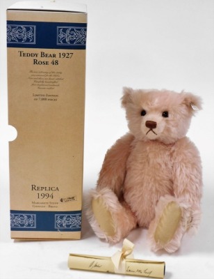 A Steiff replica teddy bear 1927 Rose 48, limited edition 7000, 1994, with certificate, boxed. - 2