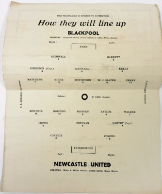 An FA Cup Final football programme, Newcastle United vs Blackpool, Saturday April 28th 1951, at Wembley Stadium. - 2